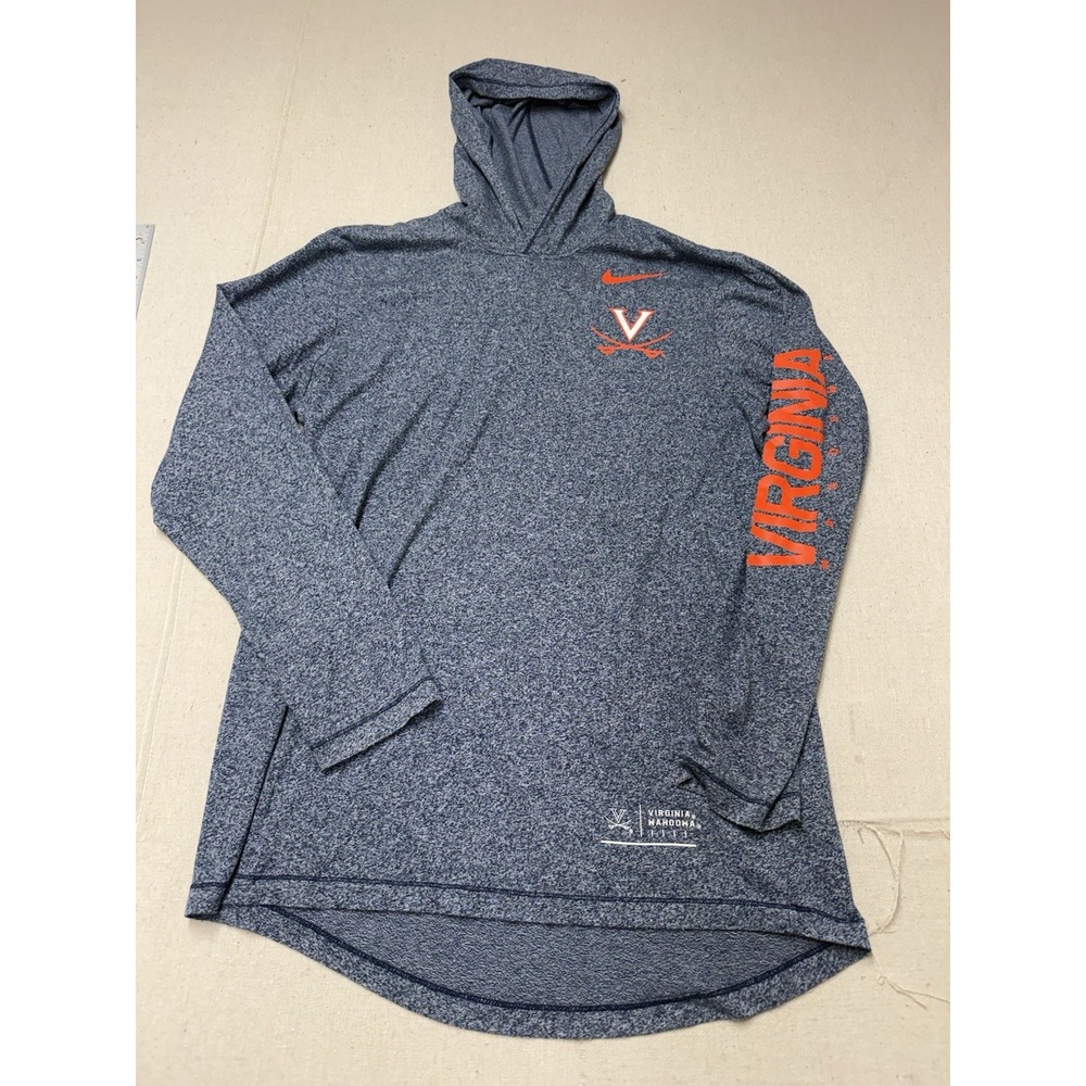 Nike Virginia Cavaliers Hooded Long Sleeve Shirt Men’s Medium Blue Orange A1